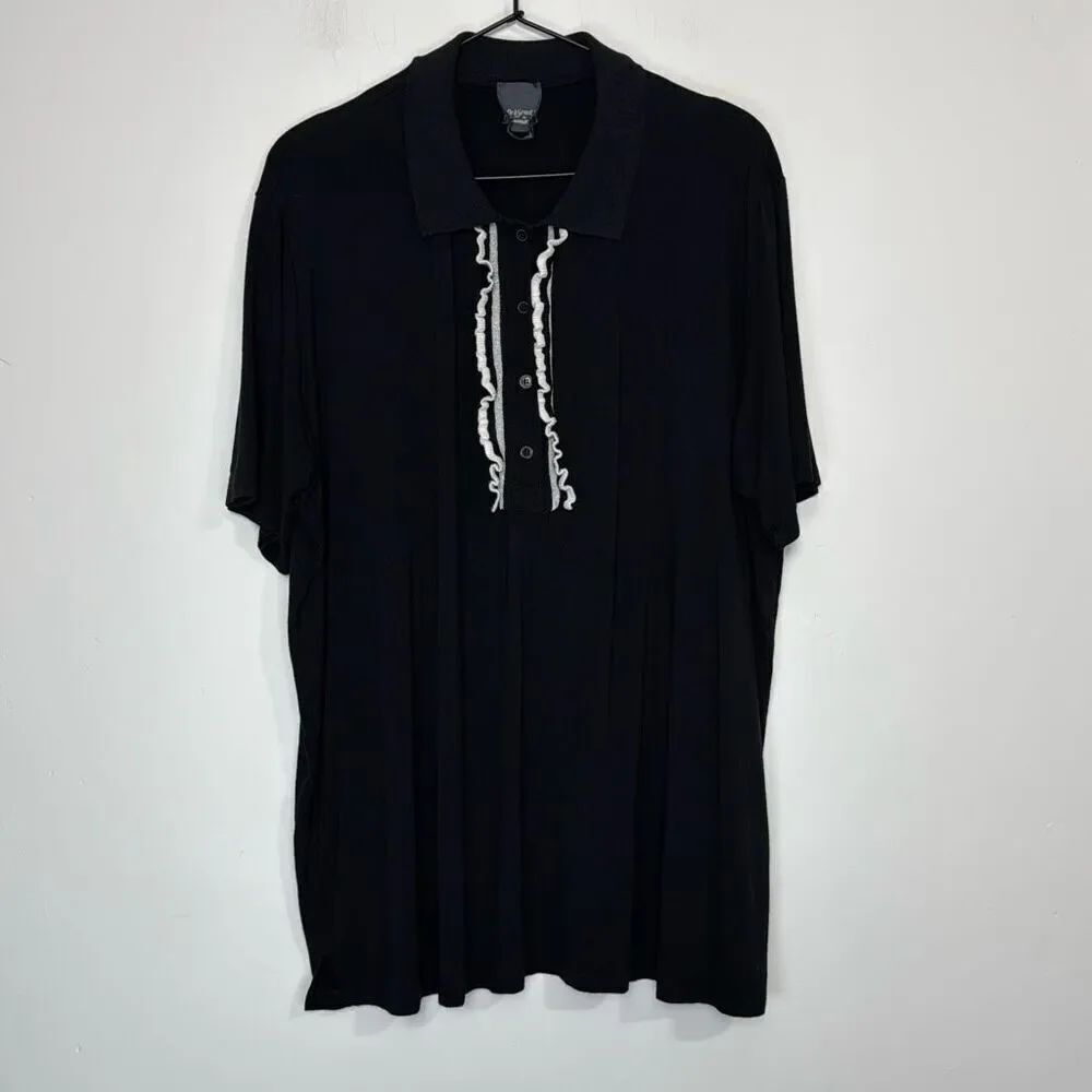 Persona by Marina Rinaldi Black Ruffle Polo XL